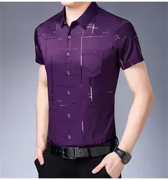 Camisa de manga corta informal de negocios para hombre, Top resistente a las arrugas sin hierro, fácil cuidado, ajuste cómodo para oficina y trabajo - online store