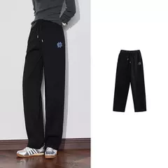TOYOUTH-pantalones de chándal para mujer, pantalón vaquero con flores, cintura elástica, rectos, deportivos, informales, con plátano, otoño e invierno, 2024 - comprar en línea