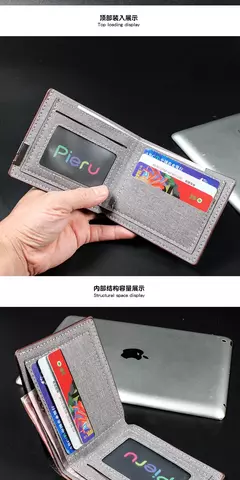 Cartera de lona a la moda para hombre, monedero corto, funda para tarjetas de crédito, tarjetero negro/azul/gris, monedero para hombre, soporte para banco 2023 - Eleganzie