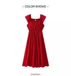 Imagen de Vestido Semir para mujer, vestido de longitud media con hombros descubiertos y manga aleteada, ajustado a la cintura, novedad de verano de 2025