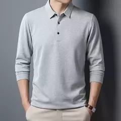 Polo informal de negocios para hombre, camiseta de manga larga, Top cómodo de verano - Eleganzie