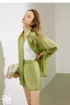TOYOUTH-Camiseta de Lyocell verde mostaza francesa para mujer, Tops ligeros con protección solar, novedad de verano 2025
