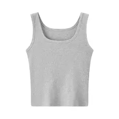 Semir chaleco mujer recortado cuello en U capas 2025 novedad de verano sensación fresca Top ajustado elegante para trajes elegantes - comprar en línea