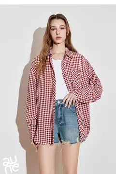 Imagen de TOYOUTH, blusa de manga larga para mujer, camisa informal con cuello vuelto Retro a cuadros de algodón, primavera 2025, Tops