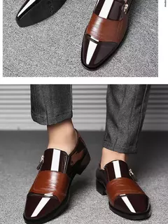 Zapatos de cuero formales de negocios informales para hombres de gran tamaño, zapatos de punta estrecha para hombres, zapatos casuales perezosos sin cordones para hombres - comprar en línea