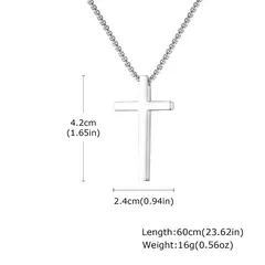 Imagen de Vnox Collares cruzados para hombres y mujeres, colgante de cruz gruesa de acero inoxidable de color negro y plateado simple con cadena de caja