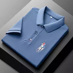 Image of Camisa POLO de manga corta de moda informal bordada de verano para hombre Top cómodo