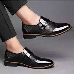 Zapatos formales versátiles y elegantes para hombre, zapatos de cuero con hebilla, talla grande, para boda