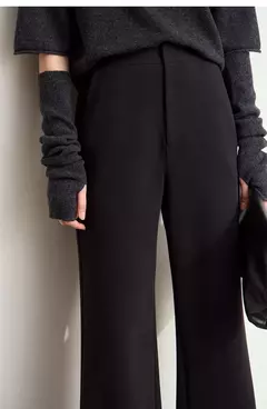 AMII-pantalones minimalistas de punto en espiga para mujer, pantalón de pierna ancha de cintura alta, informal, para ir al trabajo, invierno, 2024 12444064 - Eleganzie