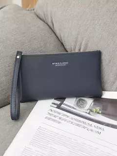 Nueva cartera minimalista con cremallera para monedas, bolsa de almacenamiento para tarjetas de crédito de cuero PU de alta calidad, cartera larga ultrafina para mujer