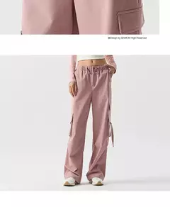 Semir-pantalones informales para mujer, pantalón de pierna ancha con cordón, estilo callejero americano, Individual, moderno y fresco, primavera - Eleganzie