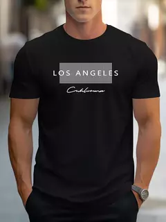Camiseta holgada de verano 100% algodón para hombre, camiseta de manga corta con estampado gráfico de Los Ángeles grande, ajustada, informal, deportiva, con cuello redondo - online store
