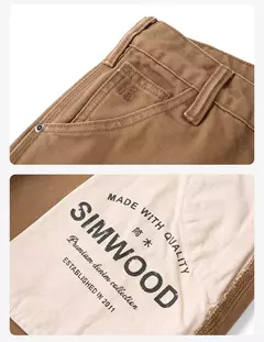Image of SIMWOOD 2025 primavera nueva suelta Relax 12oz tela de lona pantalones de carpintero hombres lavados Vintage pantalones de alta calidad