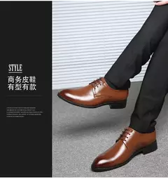 Zapatos de cuero transpirables para hombre, calzado Formal de negocios, Punta puntiaguda, con cordones, para boda, talla grande, Amazon - comprar en línea