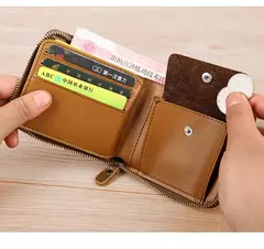 Cartera de cuero para hombre de lujo para hombre Monedero masculino con cremallera tarjeteros con bolsillo para monedas carteras Rfid regalos para hombres bolsa de dinero