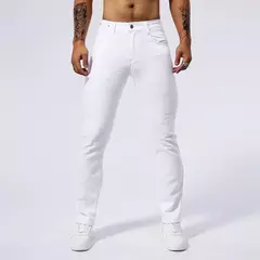 Pantalones vaqueros informales blancos para hombre, nuevos pantalones vaqueros cómodos, elásticos, ajustados, rectos, ropa masculina, ropa de calle - buy online