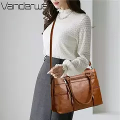 Bolso elegante para mujer, bolsos con asa superior de cuero de alta calidad, bolso de hombro tipo bandolera para mujer, bolso informal grande 2025 - Eleganzie
