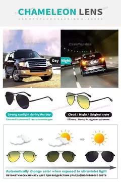 Gafas de sol fotocromáticas polarizadas para hombre, gafas de visión nocturna diurna de aviación para conducir, gafas Anti-UV, gafas de sol masculinas - tienda en línea