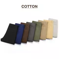 Pantalones informales 97% algodón para hombre, moda de otoño, cómodos, elásticos, ajustados, rectos, de negocios, negro, verde militar, caqui - Eleganzie