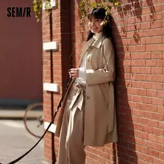 Semir-gabardina de cintura larga para mujer, abrigo holgado de manga raglán con solapa y Triple protección, color caqui, novedad de primavera, 2024 - tienda en línea