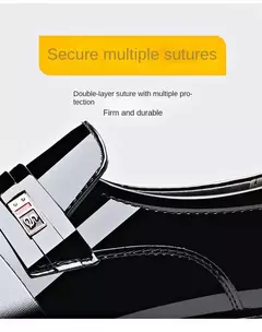 Imagen de Zapatos de cuero formales para hombres, modernos y versátiles, informales de negocios, sencillos, sin cordones, zapatos de cuero informales perezosos