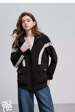 TOYOUTH chaqueta de mujer abrigo 2025 primavera nuevo contraste empalme cremallera cáqui cárdigan rompevientos abrigo en internet