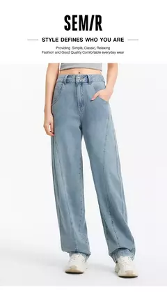 Semir Jeans Mujer dobladillo curvo suelto hasta el suelo 2025 nuevo verano sensación fresca pantalones cónicos moda para looks callejeros en internet