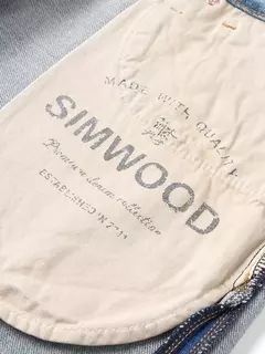 SIMWOOD alto estándar 2025 Primavera Verano nuevo suelto Relax 13,8 oz 100% pantalones vaqueros de algodón hombres moda rasgados pantalones vaqueros de talla grande - Eleganzie