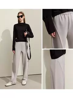 AMII minimalismo 2024 primavera nuevo Arco Split pantalones casuales de las mujeres de cintura alta pantalones de plátano básico femenino pantalones sueltos 12421059 en internet