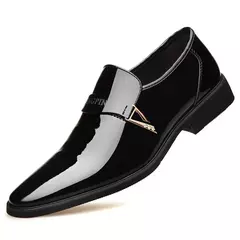 Zapatos de cuero lacado para hombre, calzado de negocios, edición coreana, conjunto puntiagudo británico - Eleganzie