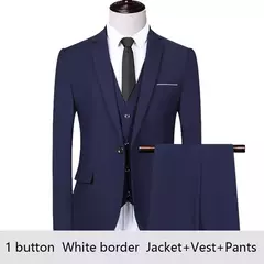 Traje de hombre para boda, 3 piezas, 2 conjuntos, Blazers, chaquetas elegantes, chaleco, pantalones, abrigos de negocios de lujo, Formal coreano de alta calidad 2024 - comprar en línea