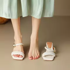 FEDONAS-Zapatillas de tacón alto de piel auténtica para mujer, zapatos cómodos y elegantes con hebilla para oficina y fiesta, 2024 - online store