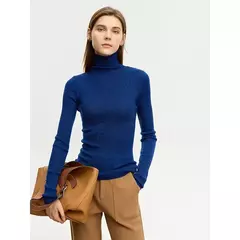 AMII suéter minimalista para mujer 2023 invierno nuevo Simple ajustado cuello alto elástico cálido sólido jerseys Mujer 12323075 en internet