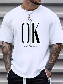 Camiseta holgada de verano 100 algodón con estampado OK para hombre, Tops de diseño moderno, camiseta de manga corta de calle, ropa de algodón - buy online