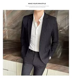 2023Boutique de gama alta nuevos hombres (traje + pantalones) vestido de fiesta de boda británico moda informal de negocios tendencia guapo conjunto de dos piezas - Eleganzie