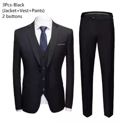 Imagen de Traje para hombre, boda, elegante, 3 piezas, 2 conjuntos, chaquetas, chaleco, pantalones, Blazers, abrigos formales de negocios para novio, disfraz 2025