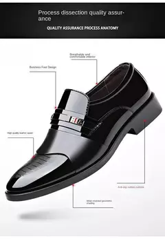 Zapatos de cuero formales para hombres, modernos y versátiles, informales de negocios, sencillos, sin cordones, zapatos de cuero informales perezosos - Eleganzie