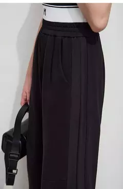 Image of AMII-pantalones de pierna ancha minimalistas para mujer, pantalón largo negro, holgado, informal, versátil, con cintura elástica, primavera 2025 12521056