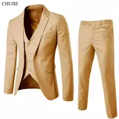 Imagen de Trajes de hombre elegantes, 3 piezas, 2 conjuntos de Blazers, chaquetas de boda, chaleco, pantalones, abrigos formales clásicos de lujo 2025, trajes coreanos