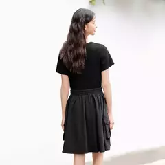 Semir-vestido de dos piezas de imitación para mujer, diseño versátil, cuello cuadrado, Falda corta ajustada, adecuado para niños pequeños, verano 2024 - tienda en línea