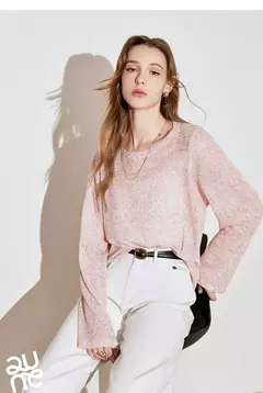 TOYOUTH-Camiseta de manga larga para mujer, Tops de punto con cuello redondo y manga larga romántica transparente, primavera 2025, 2025 en internet