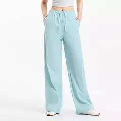 Semir pantalones casuales para mujer que absorben la humedad ajuste relajado pierna ancha 2025 nuevo verano sensación fresca protección solar pantalones largos - Eleganzie