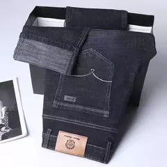 Nueva ropa de trabajo clásica para hombre, pantalones vaqueros de negocios de alta calidad, pantalones vaqueros elásticos rectos informales a la moda, ropa de marca masculina on internet