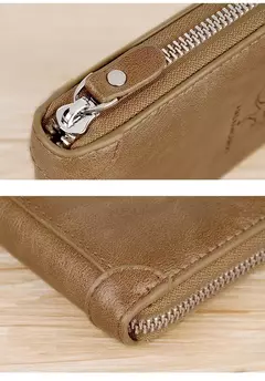 Cartera de cuero para hombre de lujo para hombre Monedero masculino con cremallera tarjeteros con bolsillo para monedas carteras Rfid regalos para hombres bolsa de dinero - Eleganzie