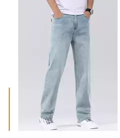 Pantalones vaqueros informales elásticos de algodón puro para hombre, pantalones de pierna ancha rectos holgados clásicos, pantalones vaqueros lavados de marca de alta calidad on internet