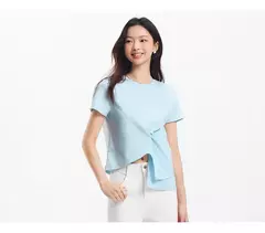 Semir-Camiseta de manga corta para mujer, diseño recortado, dobladillo dividido, Top de algodón de verano, ajuste relajado para estilo informal y elegante, 2025 - tienda en línea