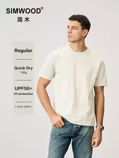 SIMWOOD 2025 Primavera Verano nuevo 160gsm sensación fresca Sorona tela camisetas de manga larga hombres reactivo UV