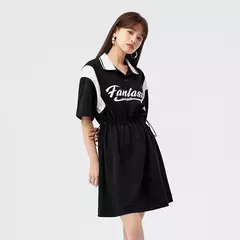 Imagen de Semir-Vestido corto holgado con contraste de letras para mujer, con cintura ropa Retro, Polo, verano, 2023