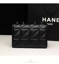 Bolso cuadrado clásico acolchado con detalle, bolso de hombro con solapa de color sólido, bolso con cadena que combina con todo - Eleganzie