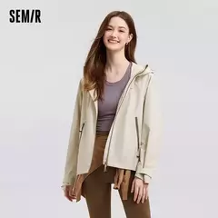 Semir prendas de vestir exteriores para mujer a prueba de viento de tres pruebas primavera 2025 nueva chaqueta con capucha de manga raglán a la moda - comprar en línea